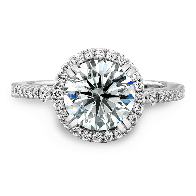 14k White Gold Halo Diamond Engagement Semi Mount Ring