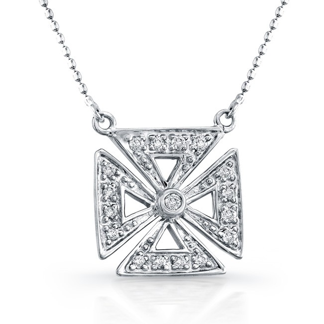 Caribbean Gems - 14k White Gold Cross Diamond Necklace