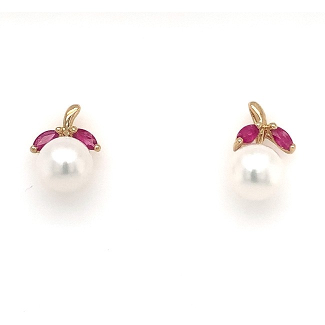 Ruby & Pearl Earrings 