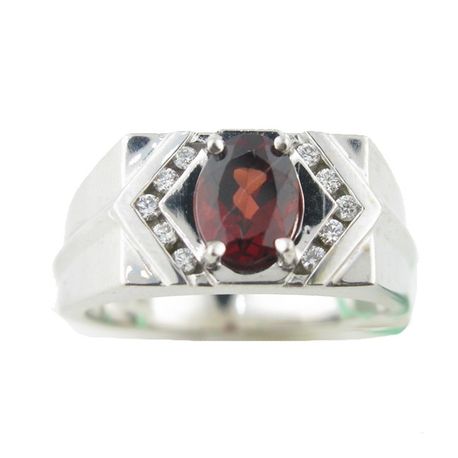 Men's Garnet & Diamond Ring