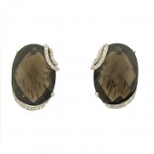 Smoky Topaz & Diamond Earrings