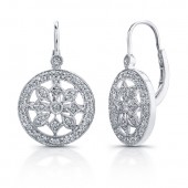 14k White Gold Diamond Wheel Earrings