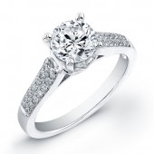 14k White Gold Pave and Prong Diamond Engagement Semi Mount