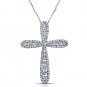 14k White Gold Diamond Eternity Cross Pendant