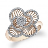 14k Rose Gold Diamond Wire Flower Ring