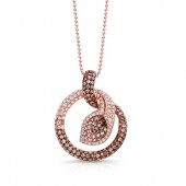 18k Rose and Black Gold Flower Pendant with Brown and White Diamonds