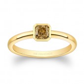 14k Yellow Gold Bezel Set Square Cut Fancy Color Diamond Ring