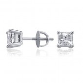 Princess cut Diamond Stud Earrings 0.42cts tw