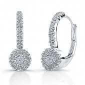 14k White Gold Diamond Lever Earrings