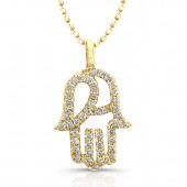 14k Yellow Gold Diamond Hamsa Pendant