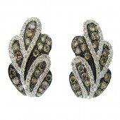 Fancy Brown & White Diamond Earrings