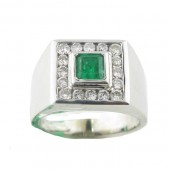 Mens Emerald & Diamond Ring