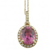 Pink Topaz & Diamond Necklace