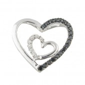 Black and White Diamond Heart Pendant