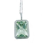 Green Amethyst & Diamond Pendant