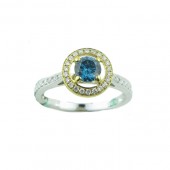 Blue & White Diamond Ring