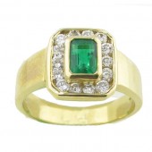 Mens Emerald & Diamond Ring
