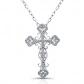 Sterling Silver Vintage Diamond Cross Pendant