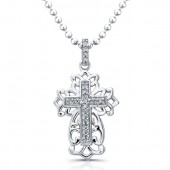 Sterling Silver Antique Diamond Cross Pendant