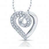 Stering Silver Diamond Pave Heart Pendant