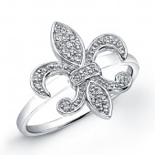 Sterling Silver Diamond Fleur De Lys Ring