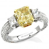 18k White and Yellow Gold Fancy Yellow Diamond Semi Mount Ring