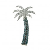 Blue & White Diamond Palm Tree Pendant