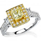 14k White and Yellow Gold Emerald Cut Diamond Semi Mount