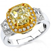 18k White and Yellow Gold Fancy Yellow Diamond Semi Ring