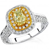 18k White and Yellow Gold Fancy Yellow Diamond Encrusted Semi Ring