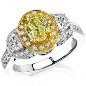 18k White and Yellow Gold Half Moon Diamond Semi Ring