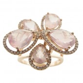 14k Rose Gold Diamond and Pink Amethyst Cocktail Ring