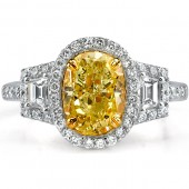 18k White and Yellow Gold Fancy Yellow Oval Diamond Ring