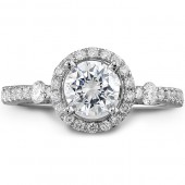 14k White Gold Halo Engagement Ring Set With Side Stones