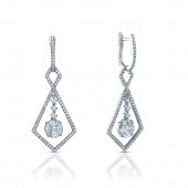 18k White Gold Marquise and Princess Cut Diamond Earrings
