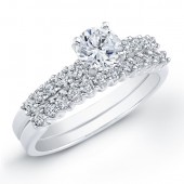 18k White Gold Diamond Prong Bridal Set