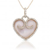 14k Rose Gold Mother of Pearl Heart Pendant