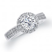 14k White Gold Diamond Halo Engagement Ring Semi Mount