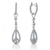 14k White Gold Peace Diamond Earrings