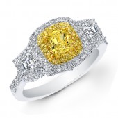 18k White and Yellow Gold Fancy Yellow Diamond Engagement Ring