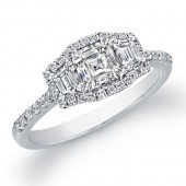14k White Gold Fiery Three Stone Diamond Engagement Ring