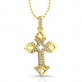 14k Yellow Gold Diamond Open Cross Pendant