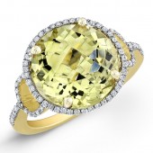 14k Yellow Gold Lemon Quartz Fashion Ring