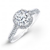 14k White Gold Pave-set Diamond Halo Engagement Ring
