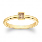 14k Yellow Gold Bezel Set Square Cut Fancy Color Diamond Ring