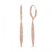 14k Rose Gold White Diamond Drop Earrings 
