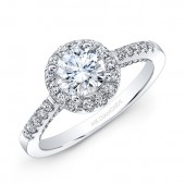 18k White Gold White Diamond Halo Engagement Ring 