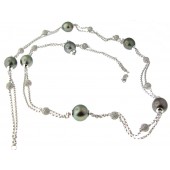 Black Pearl & Diamond Necklace  