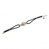 14k Rose Gold Diamond Hamsa Leather Rope Bracelet