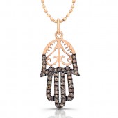14k Rose Gold Diamond Vintage Design Hamsa Pendant